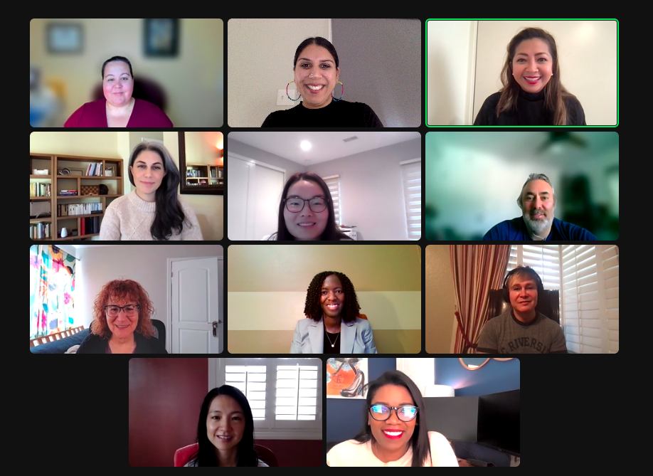 11 equity advisors pictured smiling in a  zoom meeting